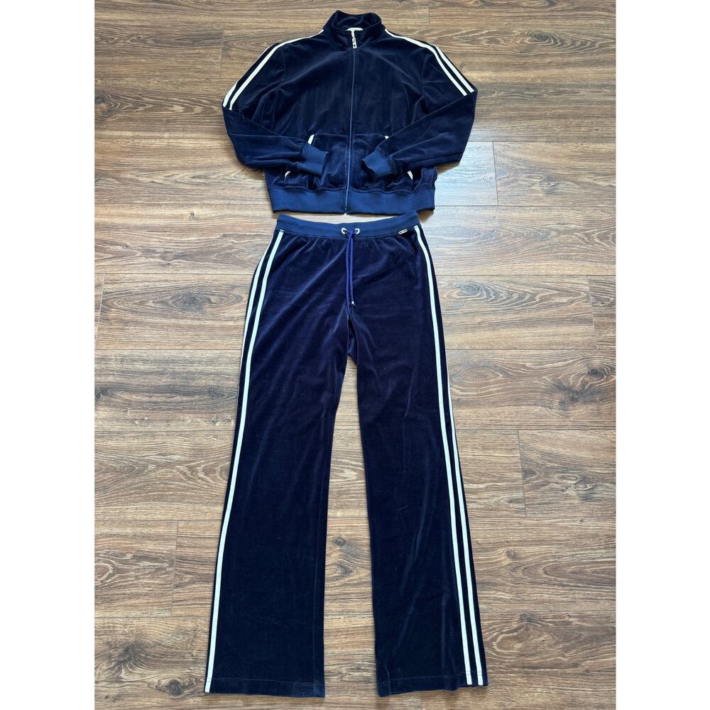 Vintage Y2K St. John Sport Navy Blue & White Striped Tracksuit